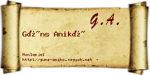 Güns Anikó névjegykártya